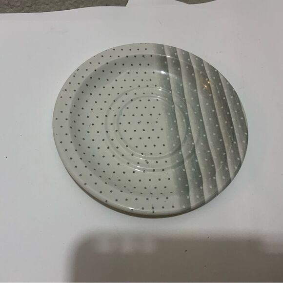 Churchill England (4) saucers  6” NEW Swiss Dot Stripes Gray White Ceramic G13 - Picture 10 of 10